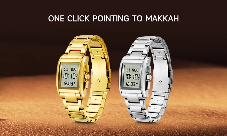 Azan Wrist Watch Compass | Muslim Watch Auto Qibla Direction Water Proof W599 1 qibla watch