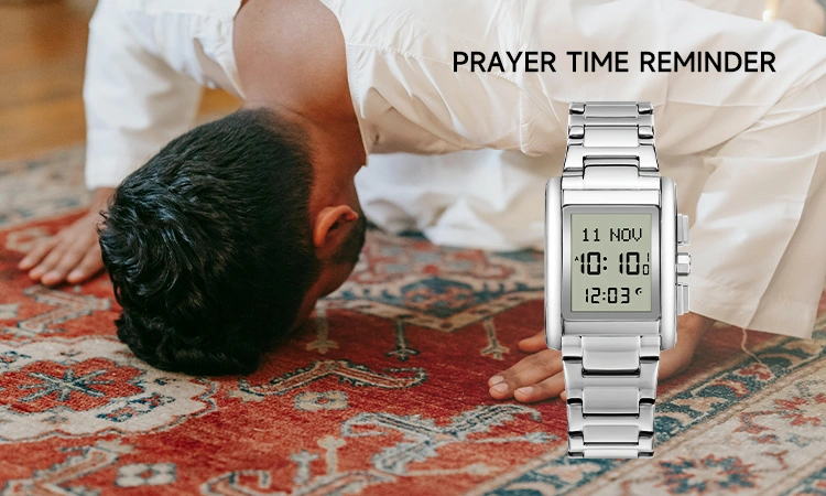 Azan Wrist Watch Compass | Muslim Watch Auto Qibla Direction Water Proof W599 4 W599 azan watch 3 1