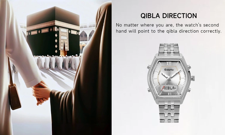 Azan Wrist Watch Compass | Muslim Watch Auto Qibla Direction Compass Water Proof W604 4 qibla watch