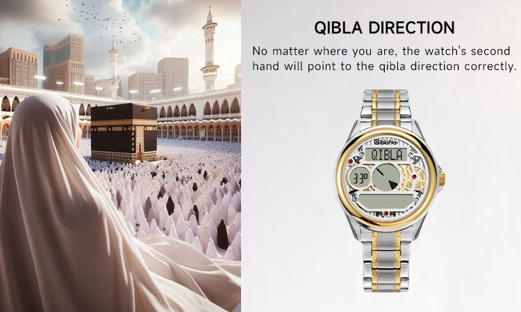 Azan Wrist Watch For Muslim | Qibla Watch Compass Auto Qibla Direction W612 3 azan watch