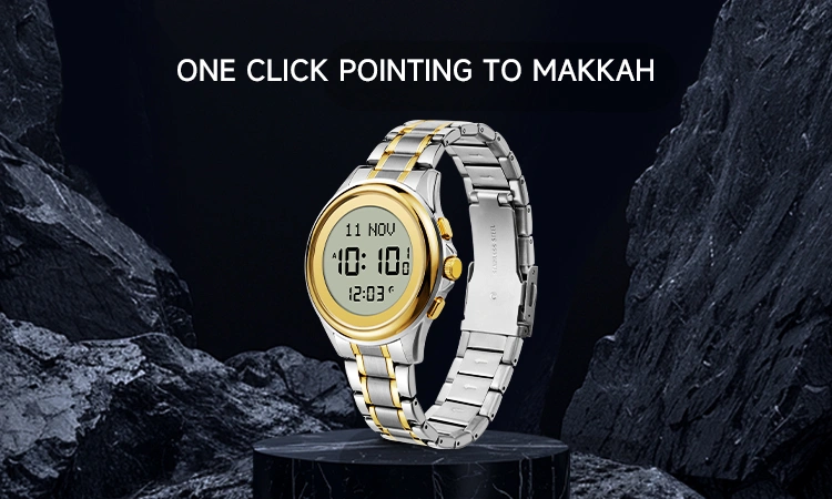 Azan Wrist Watch Compass | Muslim Watch Auto Qibla Direction Water Proof W616 2 qibla watch