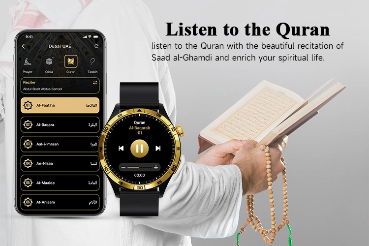 Qibla Smart Watch Heart Rate | APP Qibla Direction For Azan Muslim W618 3 azan wrist watch