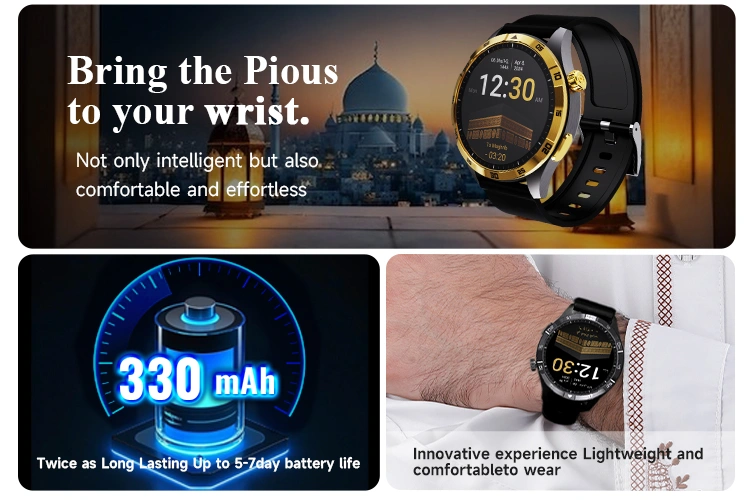 Qibla Smart Watch Heart Rate | APP Qibla Direction For Azan Muslim W618 4 qibla watch