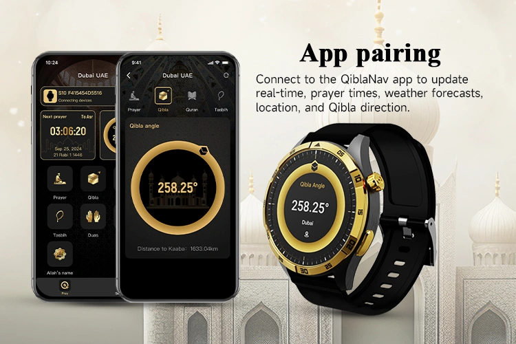 Qibla Smart Watch Heart Rate | APP Qibla Direction For Azan Muslim W618 5 azan watch
