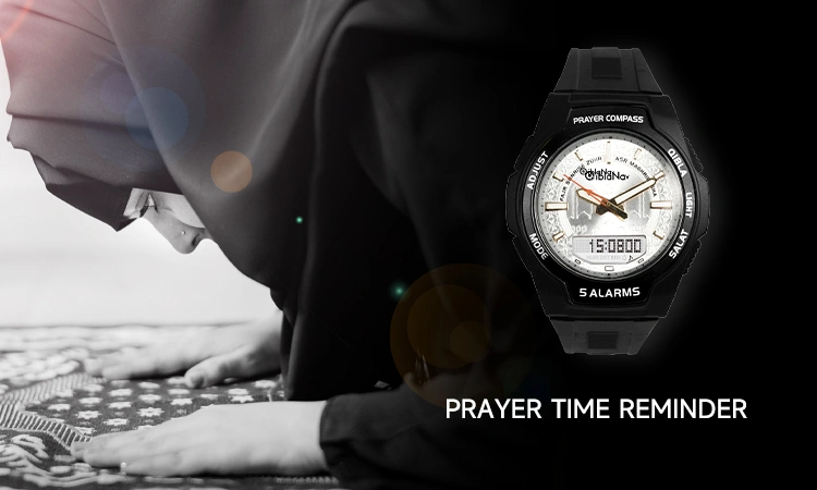 Azan Wrist Watch For Muslim | Qibla Watch Worldwide Prayer Times W323 3 azan watchW323 750X450 01 3