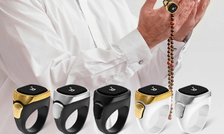 Smart Tasbih Ring with Qibla